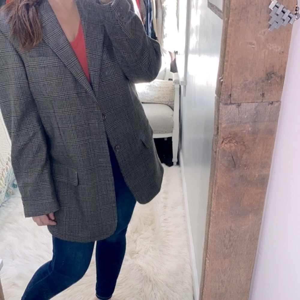 Lyle & Scott brown plaid suit jacket
